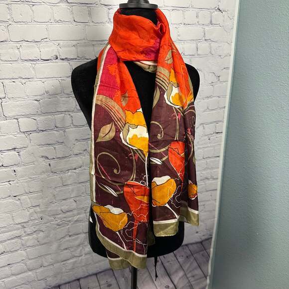 byHer Accessories - Vintage Silk Floral Lightweight Fashion Scarf